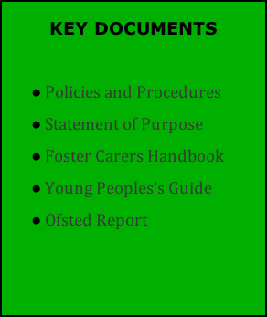 Key Documents  Policies and Procedures Statement of Purpose Foster Carers Handbook Young Peoples’s Guide Ofsted Report